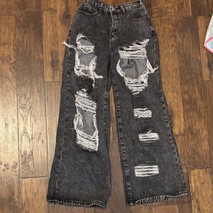 Distressed Black Women's Jeans